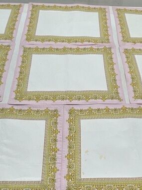 Vintage Gianni Versace Set of 8 Placemats Pink, Gold Baroque Greek Key - Italy
